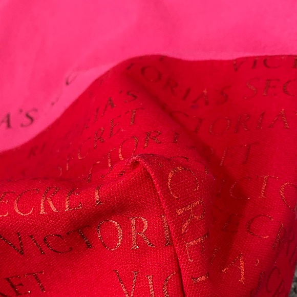 Victoria's Secret Vibrant Pink and Red Canvas Tote Metallic Beach Summer Travel - Picture 9 of 16